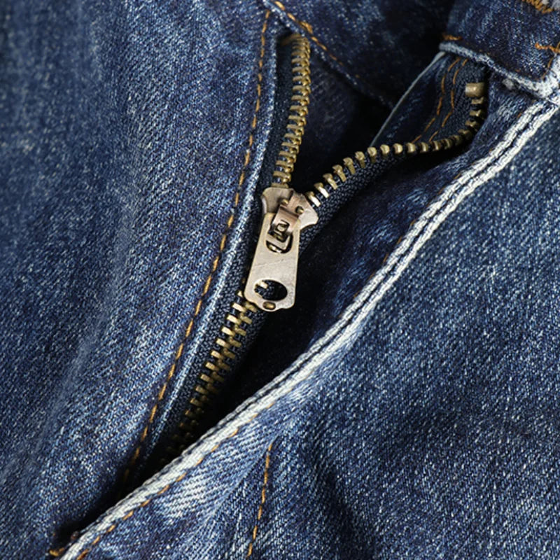 Pantalón vaquero desgastado de corte recto para hombre