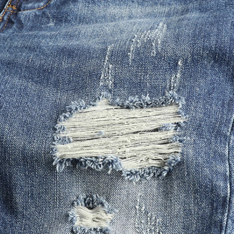 Pantalón vaquero desgastado de corte recto para hombre