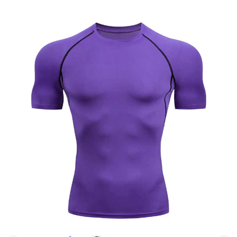 Camiseta deportiva ajustada para hombre de manga corta